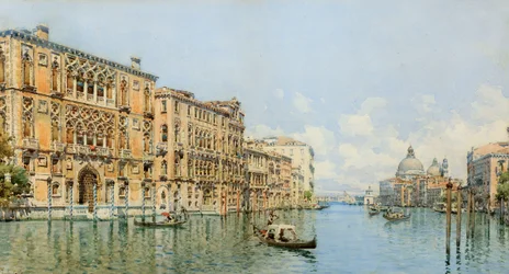 Ein Blick auf den Canal Grande mit Palazzo Cavalli-Franchetti und Santa Maria della Salute